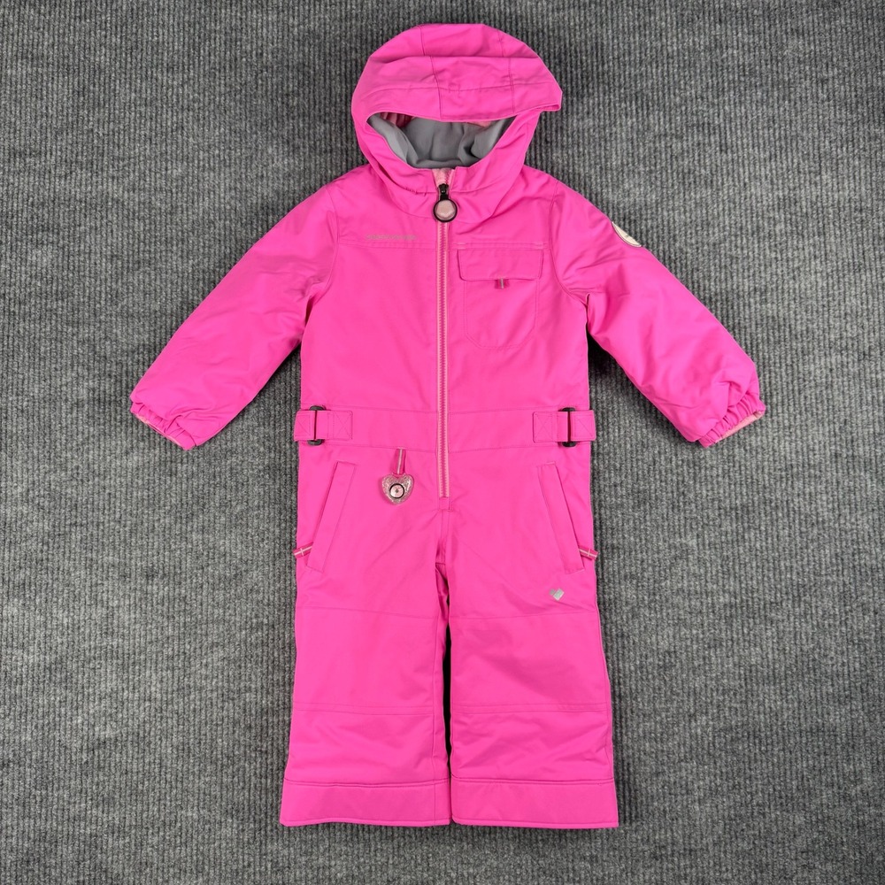 Obermeyer Snow Suit Kids Size 3 Pink I-Grow Insulated Hooded Ski Bunting Winter